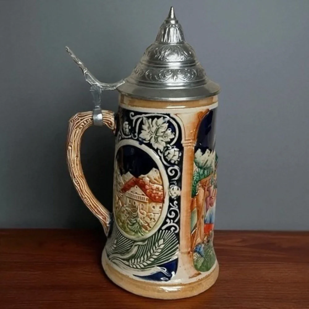 VTG Beer Stein With‎ Lid Made In Western Germany Hunter Date 9